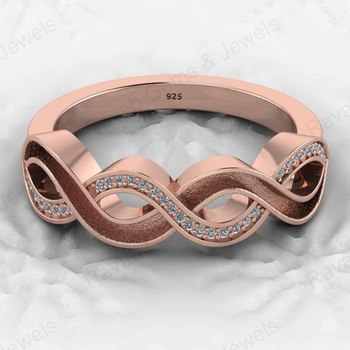 High Quality 925 Sterling Silver CZ Semi Mount Infinity Channel Setting Ring Resin Ashes Work Jewelry Findings Components