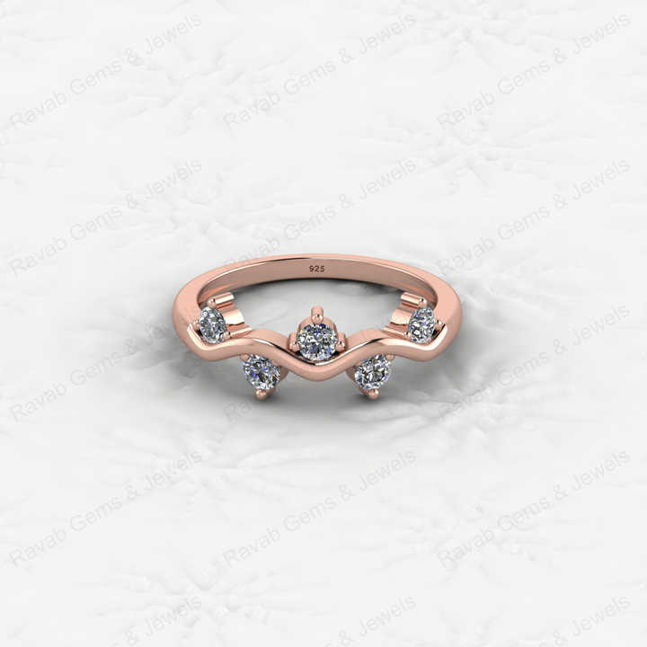 Genuine 925 Sterling Silver Eternity Band Minimalist 18K Gold Vermeil Brilliant Cut CZ Ivy Leaf Vine Ring for Women Fine Jewelry