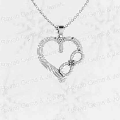 Best Selling Genuine 925 Silver 22mm Love Heart & Infinity With CZ Personalized Women's Charm Pendant Necklace Fine Jewelry