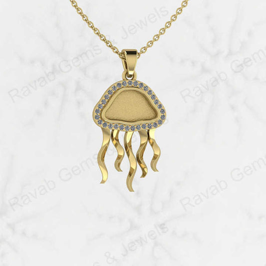 925 Sterling Silver Octopus Charm Semi Mount Blank Setting Pendant Good for Ashes & Resin Work Breastmilk Jewelry DIY Keepsake