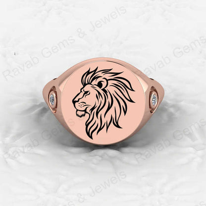 Top Quality Solid 925 Sterling Silver Personalized Oval Scottish Lion Head Signet Ring for Men Custom Handmade Jewelry Suppliers