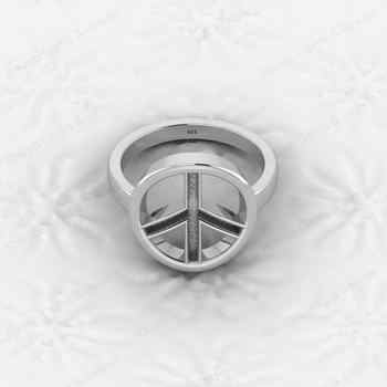 Genuine 925 Silver Peace Symbol Semi Mount Blank Setting Ring for DIY Zodiac Jewelry Resin Ashes Work Keepsake Suppliers