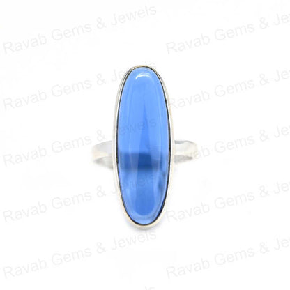 Top Selling Solid 925 Sterling Silver Blue Sapphire Quartz 10x30mm Long Oval Bezel Setting Ring for Women Fine Handmade Jewelry