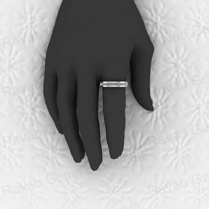 Genuine 925 Sterling Silver With Princess Cut CZ Half Eternity Gold Vermeil Channel Setting Women Ring Personalized Fine Jewelry