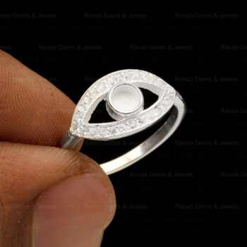 Superb 4mm Round Marquise Shape Zircon Semi Mount Blank Bezel Setting Ring Solid 925 Pure Silver Keepsake Breastmilk Jewelry