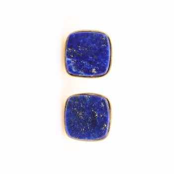 Wholesale 925 Sterling Silver Natural Lapis Lazuli Fine Stud Earrings Handmade 18K Gold Plated Gemstone Jewelry Unisex Parties