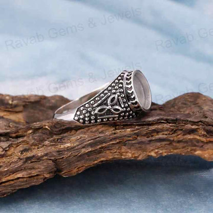 Best Quality Handmade 925 Silver 12mm Bezel Blank Base Antique Style Ring Cabochon Setting Breastmilk DIY Ashes Resin Jewelry