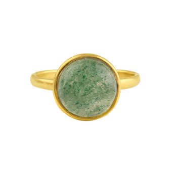 High Quality 10mm Green Aventurine Gemstone 18K Gold & Dainty Sterling Silver Rings Rhodium Plated Fine for Women Wholesale Lot