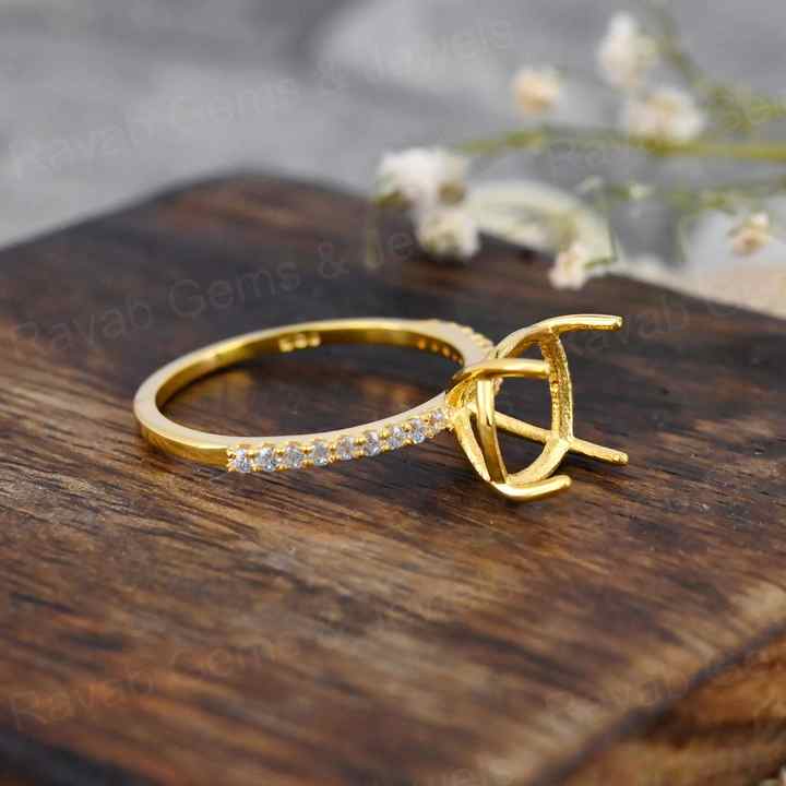 Genuine 925 Silver 18k Gold 10mm Cushion Eternity Band Prong Blank Gemstone Ring With CZ Setting Keepsake Breastmilk Jewelry DIY