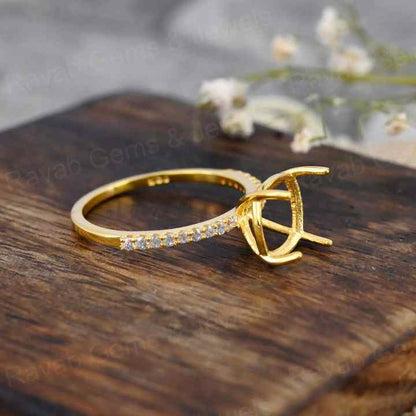 Genuine 925 Silver 18k Gold 10mm Cushion Eternity Band Prong Blank Gemstone Ring With CZ Setting Keepsake Breastmilk Jewelry DIY