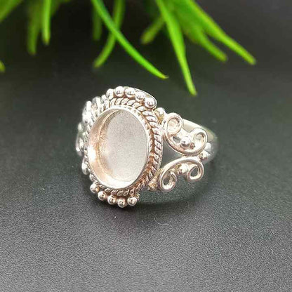 Genuine 925 Sterling Silver 8x10mm Oval Shape Semi-Mount Blank Setting Good For Ashes & Resin Fill Keepsake DIY Fine Jewelry
