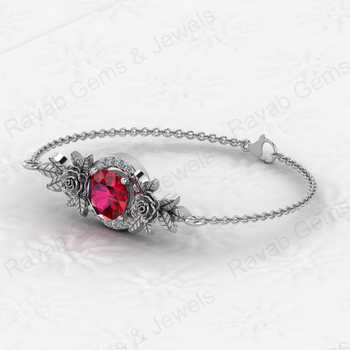 Top Selling Amazing Design 925 Sterling Silver 8mm Garnet Quartz Round Prong Floral Minimalist Bracelet for Women Fine Jewelry