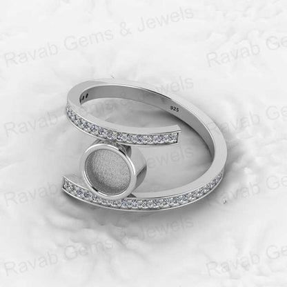 Solid 925 Sterling Silver 6mm Engagement Semi Mount Blank Setting Wedding Ring Good for Ashes & Resin Work Breastmilk Jewelry