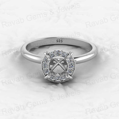 Genuine Solid 925 Sterling Silver Aire Solitaire Semi Mount Blank Setting Ring Good for Ashes & Resin Work Breastmilk Jewelry