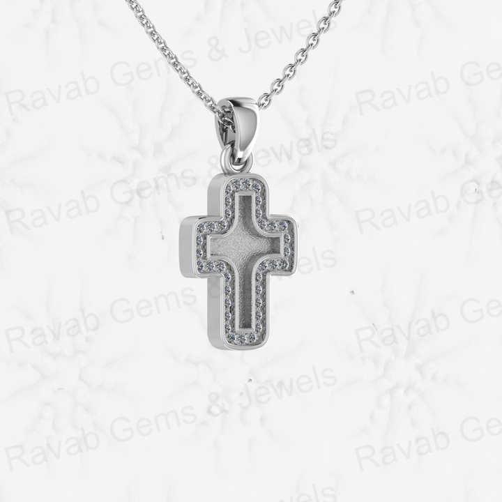 Genuine 925 Sterling Silver Cross Charm Pendant DIY Jewelry Findings Components Zircon Resin Ashes Semi Mount Blank Jewelry