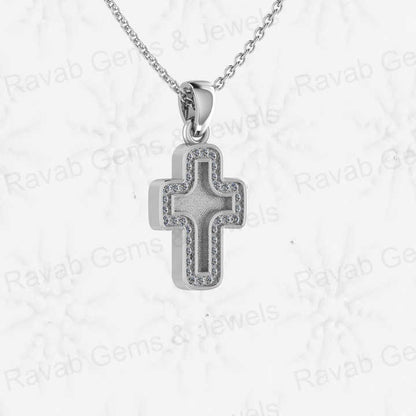 Genuine 925 Sterling Silver Cross Charm Pendant DIY Jewelry Findings Components Zircon Resin Ashes Semi Mount Blank Jewelry