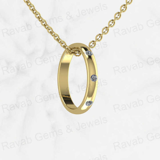 Top Selling 925 Silver 14mm Open Ring Circle Gold Vermeil Dainty Personalized CZ Pendant Necklace Fine Keepsake Jewelry For Her
