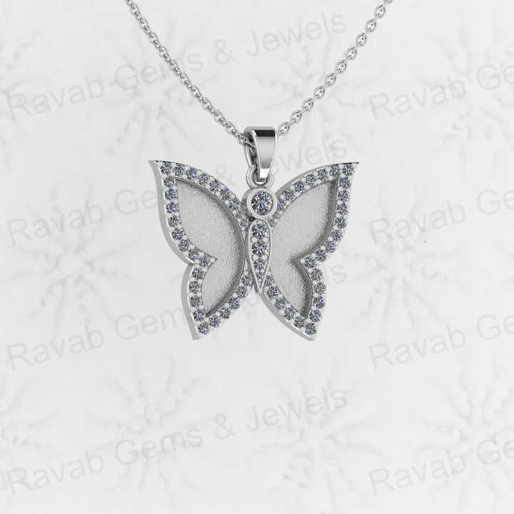 Best Quality 925 Sterling Silver Zircon Butterfly Design Semi Mounting Charm Pendant Setting Resin & Ashes Work Keepsake Jewelry