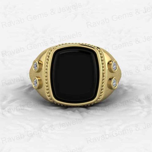 Top Selling Solid 925 Sterling Silver 12x14mm Black Onyx Octa Cushion Shape Signet Ring for Men Customized Bikers Fine Jewelry