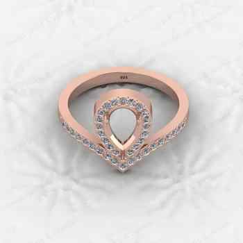 Genuine 925 Sterling Silver 7x9mm Pear Shape Semi Mount Ring Blank Setting for DIY Engagement Party Jewelry & Keepsake