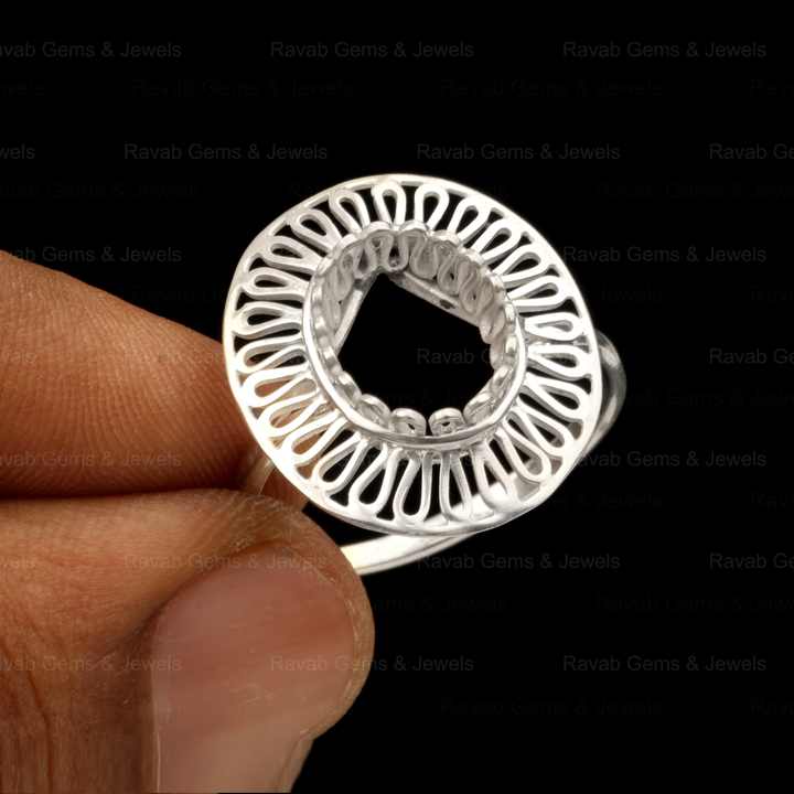 8x10mm Oval Filigree Floral Base DIY Jewelry Findings High Quality 925 Sterling Silver Blank Ring Setting Gemstone Components