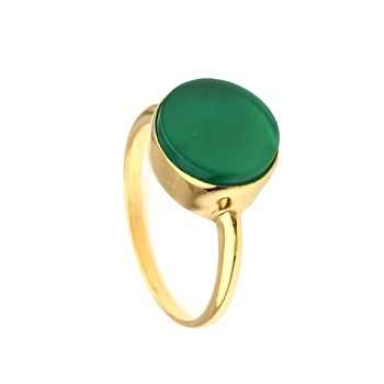 Beautiful Design 18K Gold Plated Solid 925 Sterling Silver Ring High Quality Natural Green Onyx Stone Fine Rings for Women