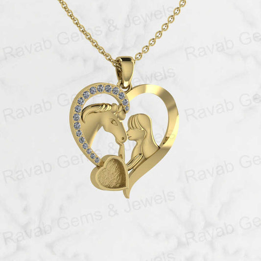 925 Sterling Silver 6mm Little Heart 23x27mm Big Heart Lovely Animal Horse And Girls Pendant Keepsake Jewelry Necklace For Women