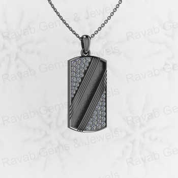 Solid 925 Sterling Silver Men's Fine Jewelry White CZ Sturdy Personalized Vertical Bar Pendant Resin Jewelry Findings Components