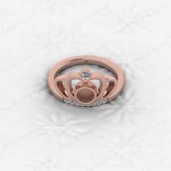 High Quality 925 Silver Princess Crown 6mm Round CZ Semi Mount Blank Bezel Breastmilk Keepsake Resin Ashes Ring Setting Jewelry