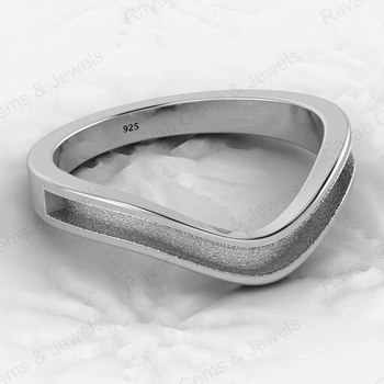 Genuine 925 Sterling Silver Chevron Semi Mount Ring Good Resin Ashes Work Keepsake Cremation Jewelry With Blank Setting
