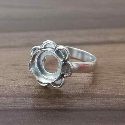 Genuine 925 Sterling Silver 10MM Round Shape Semi-Mount Blank Setting Good For Ashes & Resin Fill Keepsake DIY Fine Jewelry