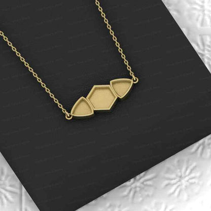 High Quality 925 Silver Hexagon Trillion Collet Cup Lobster Chain Necklace Setting for Resin Ashes Jewelry Findings & Components
