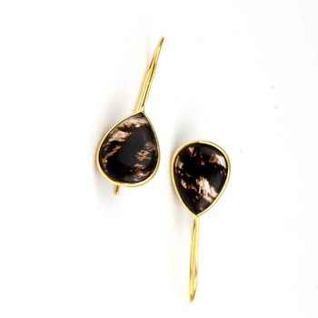 18K Gold Dainty Teardrop Earrings 12x16mm Black Cherry Synthetic Quartz Waterproof Fine Sterling Silver Gift for Anniversary