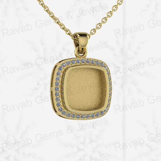 Genuine 925 Genuine Silver 10x10mm Cushion Locket Charm Pendant Semi Mounting Setting for Resin CZ Jewelry Findings Components