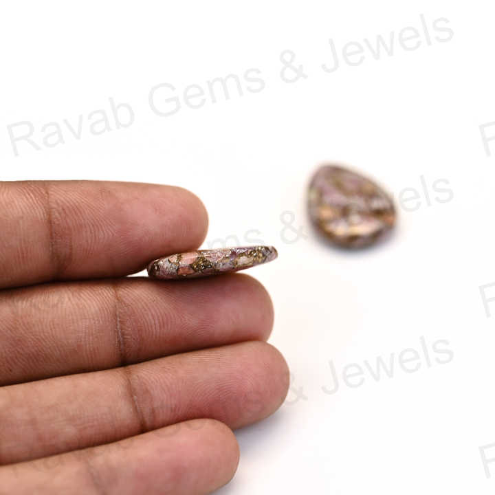 Top Rare Quality 12x16mm Mohave Pink Ruby Copper Pear Shaped Hand Polish Gemstone for Making 14k Gold Handmade Fine Jewelry