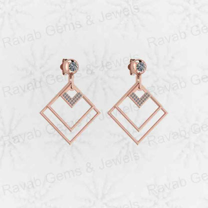 Best Quality Solid 925 Sterling Silver Geometric Pattern Drop Dangle Fine Earring for Women Engagement Handmade Fine Jewelry