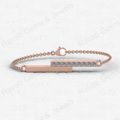 Top Selling Solid 925 Sterling Silver With Cubic Zirconia Gold Plated Bar Charm Minimalist Chain Bracelet Women Fine Jewelry