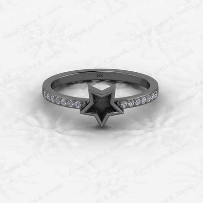 Top Quality 925 Sterling Silver 6mm Star Shape CZ Semi Mount Blank Setting Ring Good for Resin & Ashes Work Keepsake DIY Jewelry