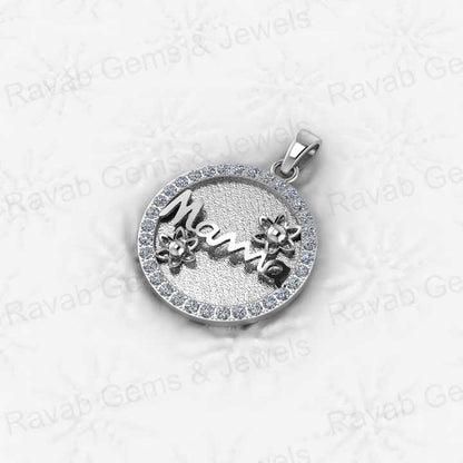 Genuine 925 Silver 25mm Circle Mother Love Initial Letter Semi Mounting Charm Pendant for Resin & Ashes Breastmilk CZ Jewelry