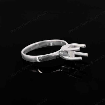 Superb Genuine 925 Sterling Silver 4 Prong Setting 4x8mm Oval Shape Semi-Mount Blank Setting Ring For Women Keepsake Jewelry