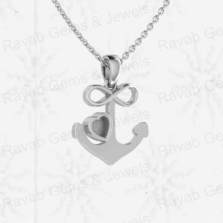 Genuine 925 Sterling Silver Anchor & Infinity 4mm Heart Pendant DIY Jewelry Setting with Good Resin Semi Mount Blank Charm