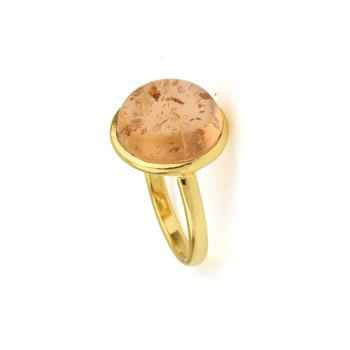 14k Gold Plated 925 Sterling Silver Finger Ring for Women Hot Selling Natural Amber Shape Gemstone Fine Wholesale Jewelry