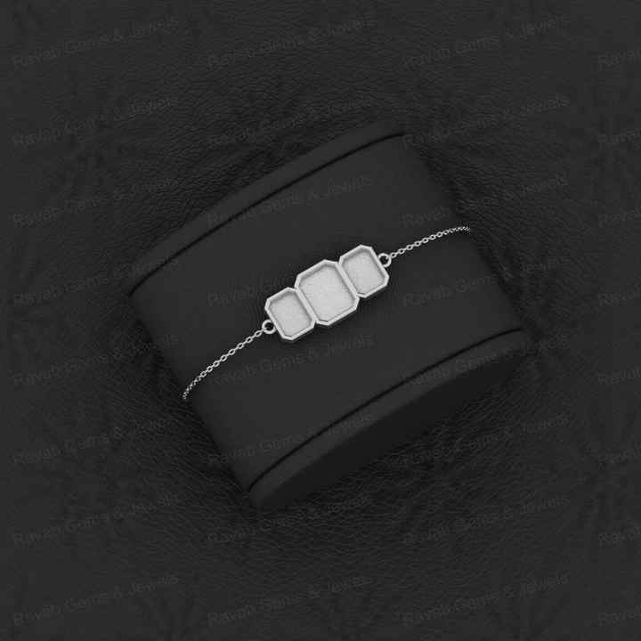 Superb Quality 925 Solid Silver Semi Mount Bracelet Octagon Tiny Resin Gemstone Keepsake With Ashes Setting Jewelry Findings