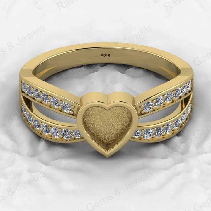 Genuine 925 Sterling Silver Semi Mount Ring Ultimate Heart Blank Bezel Design With Resin Ashes Good Keepsake Cremations Jewelry