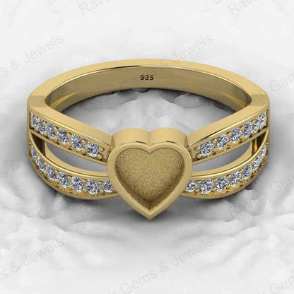 Genuine 925 Sterling Silver Semi Mount Ring Ultimate Heart Blank Bezel Design With Resin Ashes Good Keepsake Cremations Jewelry