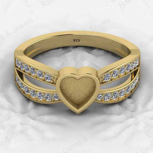 Genuine 925 Sterling Silver Semi Mount Ring Ultimate Heart Blank Bezel Design With Resin Ashes Good Keepsake Cremations Jewelry