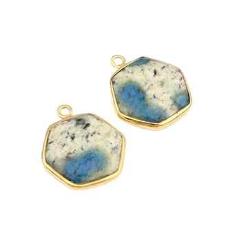 New Arrival 18K Gold Plated Solid 925 Sterling Silver K2 Jasper Hexagon Pendant Necklace Fine Pendants & Charms