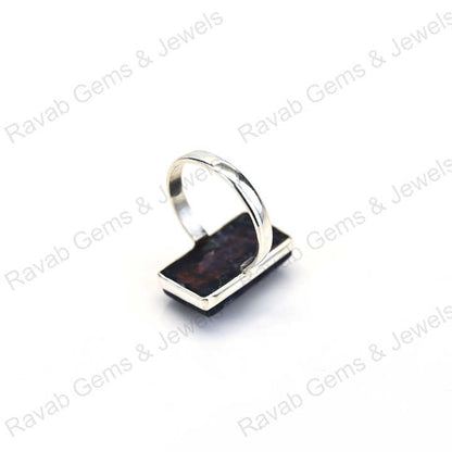 Top Quality Solid 925 Sterling Silver Natural Sodalite Cabochon Rectangle Shape Bezel Setting Ring for Women Handmade Jewelry