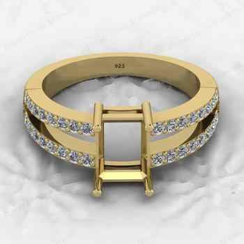 High Quality 925 Sterling Silver 8x6mm Octagon With CZ Semi Mount Fine Gemstone Jewelry Prong Setting Ring for Women