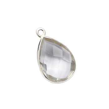 Best Selling Custom Design Natural Gemstone Clear Crystal Quartz Silver Bezel Charm Pendant Sterling Silver Gold Plated